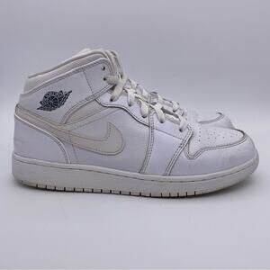 Nike Air Jordan 1 Retro Mid GS 'White Cool Grey' Shoes Sneakers   -   Size:  7Y
